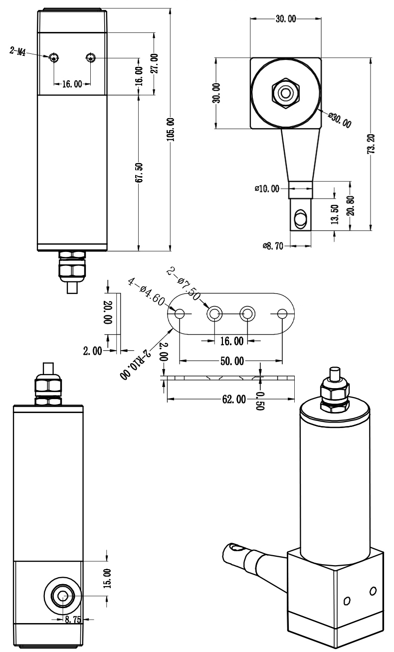 MPSFS1-XXXS微型防水型拉绳位移传感器安装尺寸