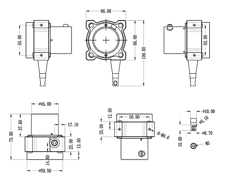 SM-S型拉线位移传感器安装尺寸